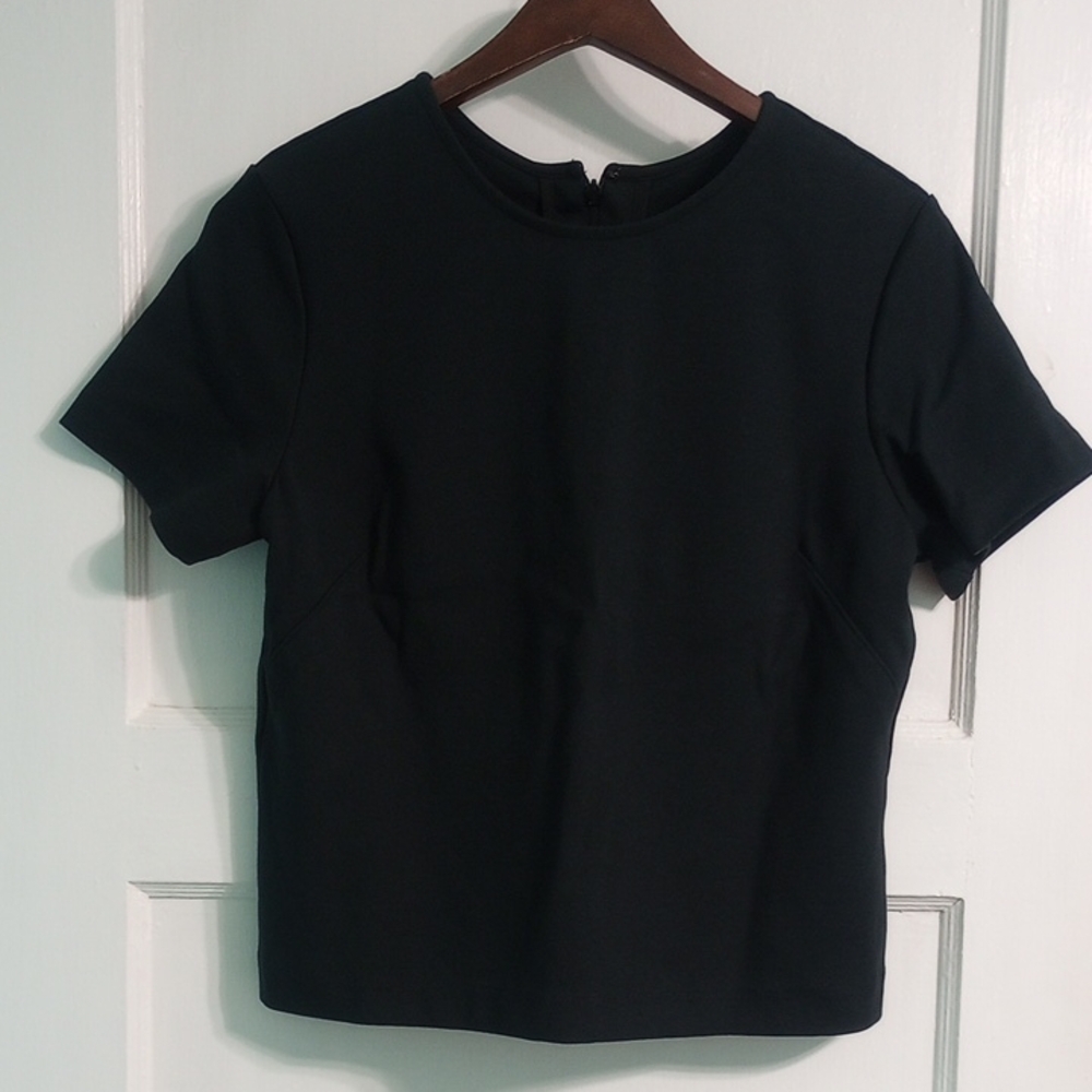 Everlane Boxy Crew Black Pointe Knit Crop Top